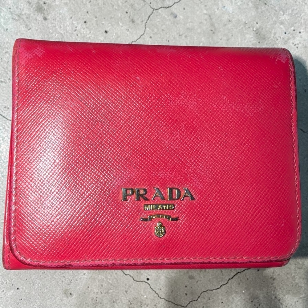 PRADA Milano Red Saffiano Leather Wallet